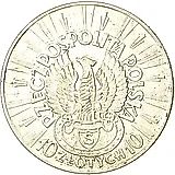 10 злотых 1934, Пилсудский, орёл без короны [Польша]