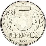 5 пфеннигов 1975, А [Германия / ГДР]