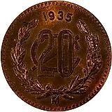 20 сентаво 1935, бронза [Мексика]