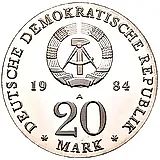 20 марок 1984, 300 лет со дня рождения и 225 лет со дня смерти Георга Фридриха Генделя [Германия / ГДР]