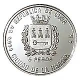 5 песо 1993, апатозавр [Куба] Proof