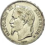 5 франков 1869, BB, Серебро /серый цвет/ [Франция]