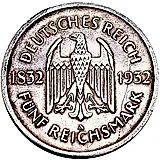 5 рейхсмарок 1932, A, Гёте [Германия]