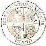 1000 крон 1974, 1100 лет первым поселенцам [Исландия]