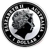 1 доллар 2001, год змеи, позолота [Австралия]