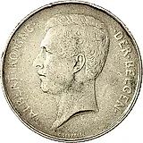 1 франк 1913, надпись на голландском - "ALBERT KONING DER BELGEN" [Бельгия]