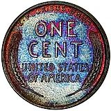 1 цент 1909, без обозначения монетного двора, литеры "VDB" на реверсе [США]