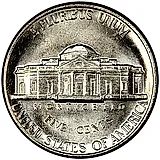 5 центов 1990, D, Томас Джефферсон [США]