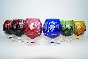 Бокалы рюмки фужеры для коньяка 6 штук прорезной хрусталь