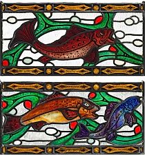 A pair of German glazed glass pieces in the Art Nouveau style