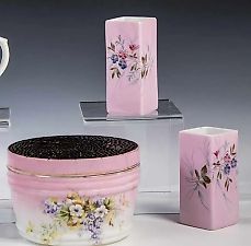 Decorative box and two vases by Gardner, circa 1900, porcelain.