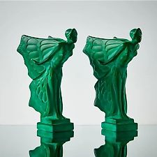 Statuette made of malachite glass "Nude Flying Lady"