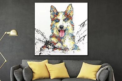 Large abstract dog paintings on canvas