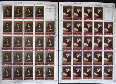 1983 ARTIST G. KOMLEV HERMITAGE REMBRANDT 5378-5382 SHEETS (5) 5X5
