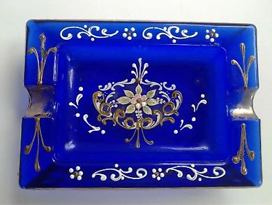 Пепельница. Кобальтовое стекло, роспись. Италия, 2 пол. ХХ в.