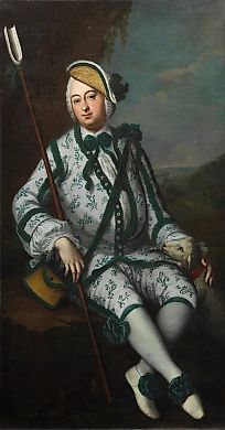 Rococo portrait of a nobleman in a shepherd's costume