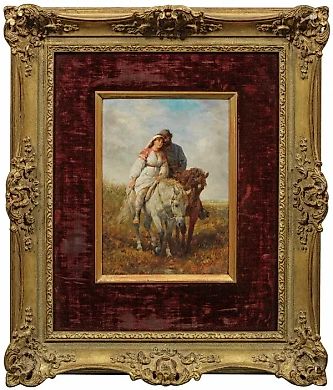 "Русская любовная пара на конях: тонко исполненная жанровая картина Берса"