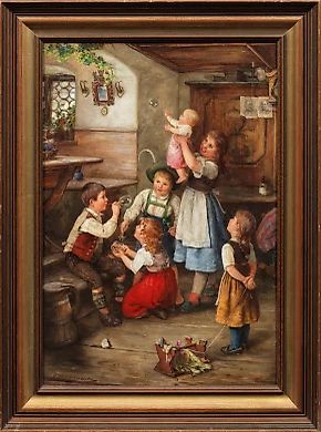 Играющие дети создают мильные пузыри