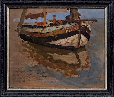 "Рыбацкая лодка на пляже Везера: искусство в солнечных лучах"