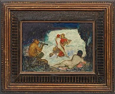 Bacchanalian scene with fauns and nymphs: fleeting composition