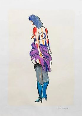 Женская актриса в сапогах: кубистическое изображение