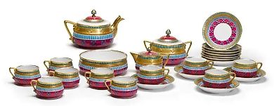 Porcelain tea set from the Kuznetsov factory, Moscow, early 20th century