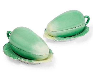 Русские соусники из фарфора в форме фруктов (Кузнецов, конец 19-го / начало 20-го века)