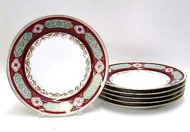 Набор из шести фарфоровых тарелок Кузнецова