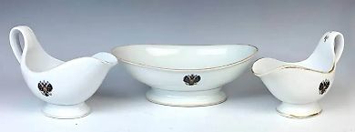 Соусницы и чаша с гербами для Николая II. Размер: 12 дюймов. Состояние: хорошее!