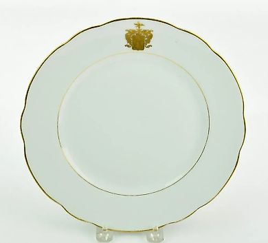 Русская геральдическая фарфоровая тарелка Кузнецова