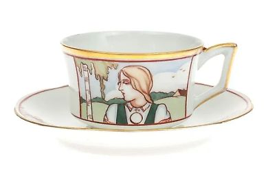 Porcelain cup with saucer, 1936-1940, Kuznetsov Factory, author - Olga Kakenova-Neimane.