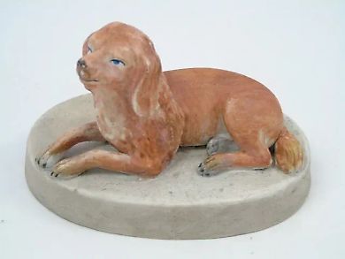 Russian porcelain dog from the 19th century by the Kuznetsov factory