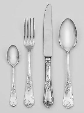 32-предметный французский посеребренный набор столовых приборов