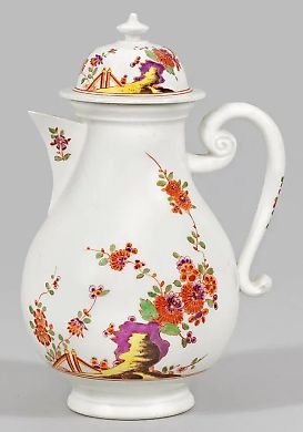 Coffee pot with Indian flowers.