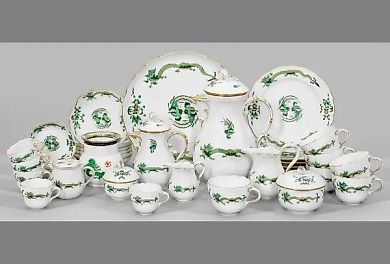 Мока и кофейный набор с дизайном "Богатый Дракон" в зеленых тонах