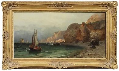 Моряк перед скалистым берегом: величественная природа в масле