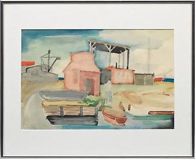 "Оригинальная акварель Вегнерса: Чешуи на пляже"