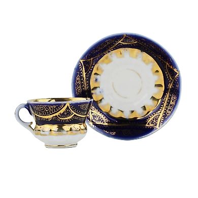 Фарфоровая кофейная пара середины XIX века, фабрика Кузнецова в Дулёво.