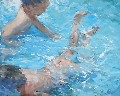 Bathing children Paper, watercolor, gouache.