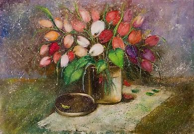 Snow Tulips canvas/oil