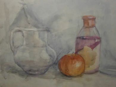 Натюрморт с кувшином бумага акварель 