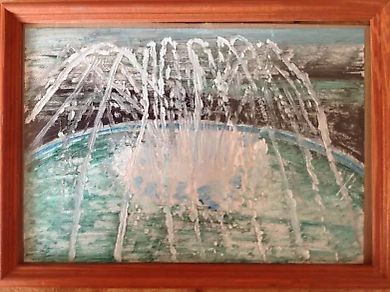 *Фонтан* картон,грунт.масло 