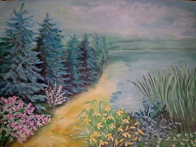 Берег акварель, бумага 