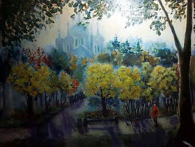 In the park, oil on cardboard, 35*50