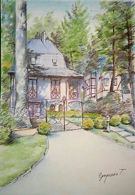 "Дом в соснах" акварельные карандаши 