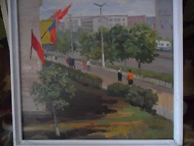 9 Мая в г.Бийске картон, масло 