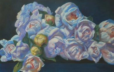 "Peonies. Night." Pastel, paper.
