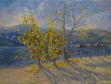 Autumn, Volga, beach  
Canvas, oil