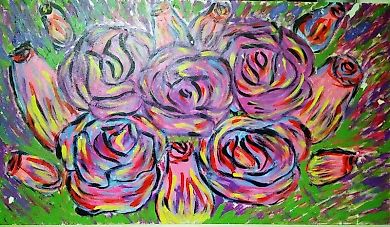 Purple Roses - acrylic on hardboard -