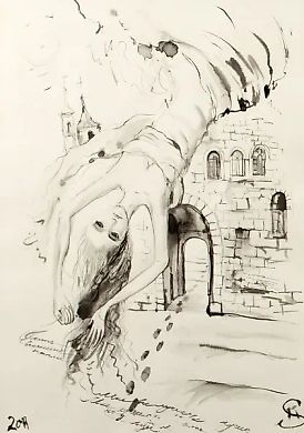 Первый снег (First snow) бумага, тушь (paper, ink) 